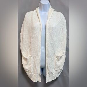 Gap Womens Off White Sleeveless Shawl Neck Open Front‎ Cardigan Sweater Sz Med